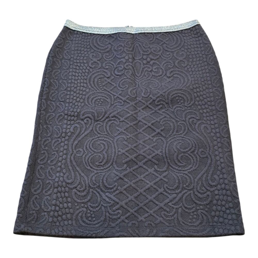 Moulinette Soeurs Calabria Pencil Black Textured Skirt Size Large‎